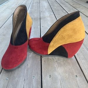 London Fly Colour Block wedge suede shoes